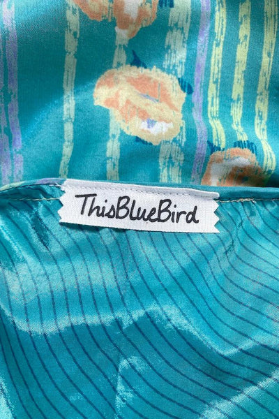 Kerala Kaftan / Turquoise Stripe-ThisBlueBird