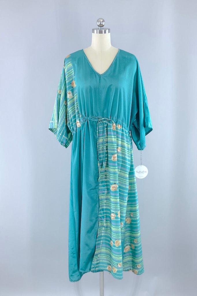 Kerala Kaftan / Turquoise Stripe-ThisBlueBird