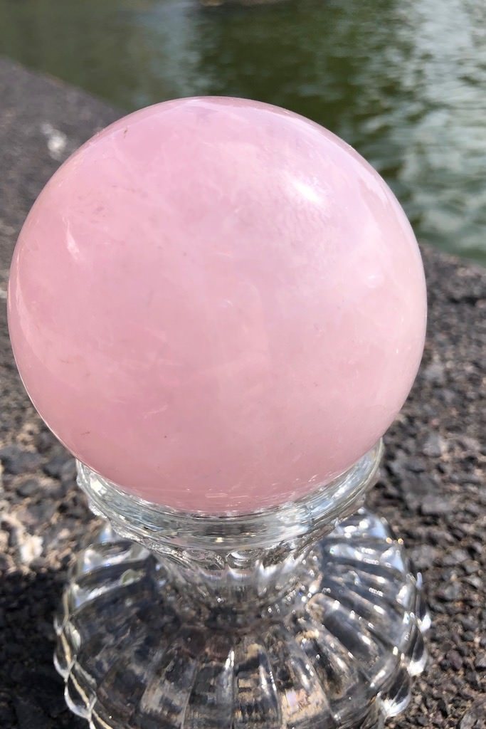 Madagascar Pink Rose Quartz Crystal Ball-ThisBlueBird - Modern Vintage