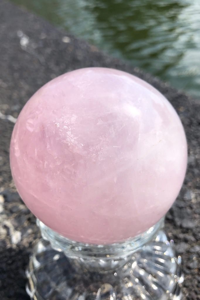 Madagascar Pink Rose Quartz Crystal Ball-ThisBlueBird - Modern Vintage