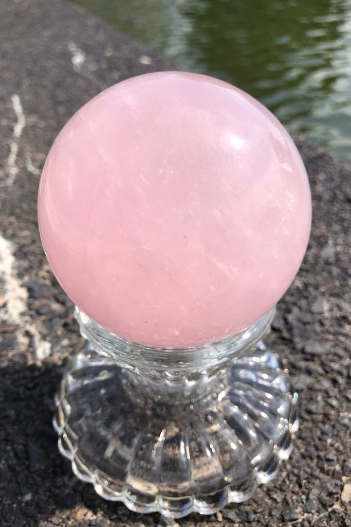Madagascar Pink Rose Quartz Crystal Ball-ThisBlueBird - Modern Vintage