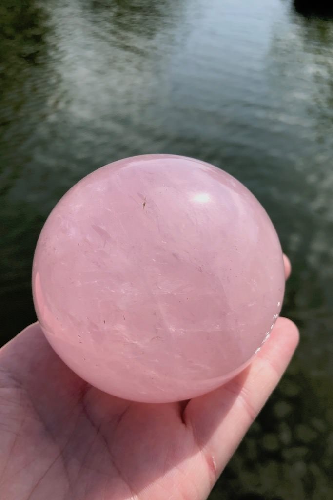 Madagascar Pink Rose Quartz Crystal Ball-ThisBlueBird - Modern Vintage