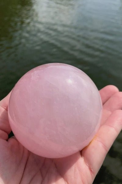 Madagascar Pink Rose Quartz Crystal Ball-ThisBlueBird - Modern Vintage