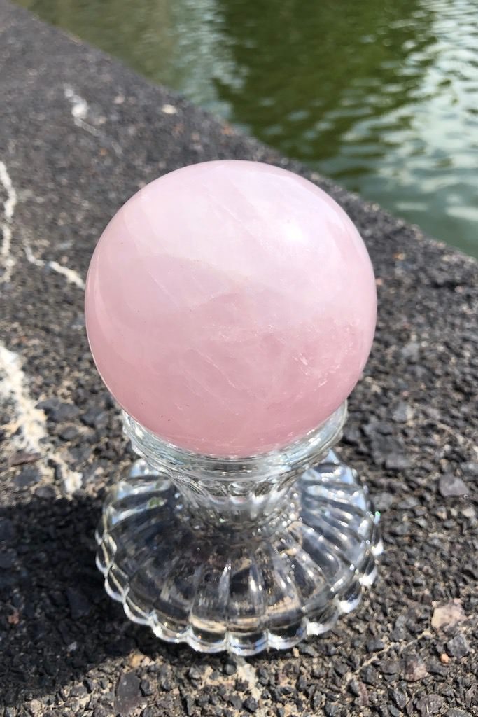 Madagascar Pink Rose Quartz Crystal Ball-ThisBlueBird - Modern Vintage