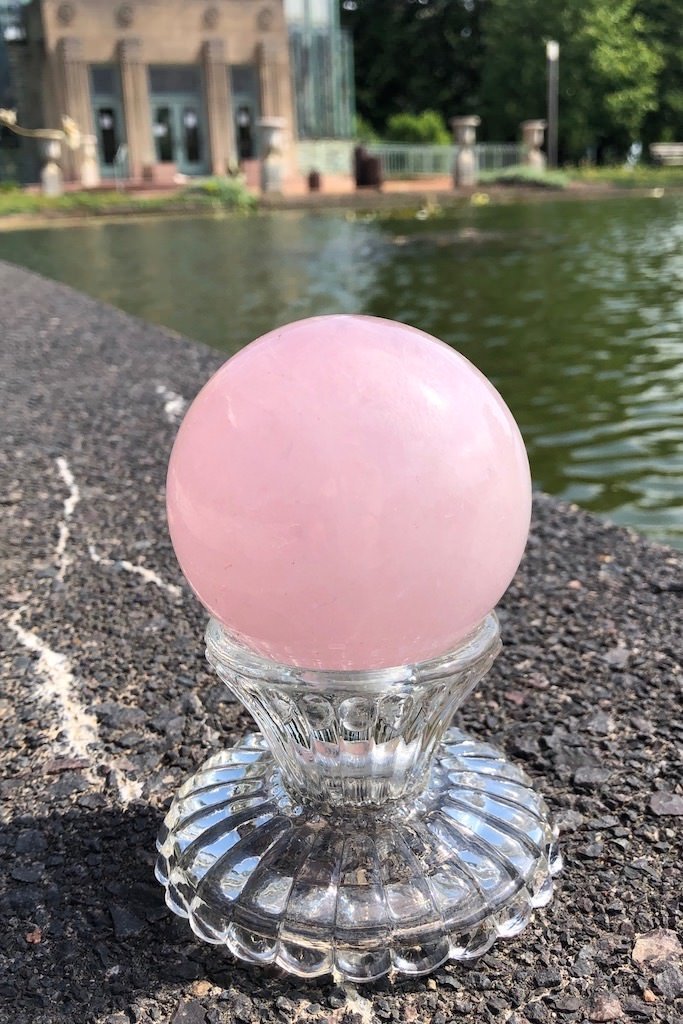 Madagascar Pink Rose Quartz Crystal Ball-ThisBlueBird - Modern Vintage