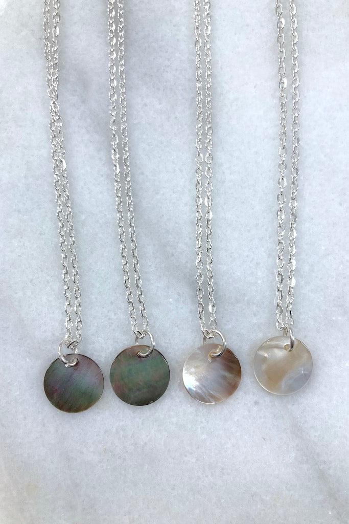 Mother of Pearl Coin Necklace-ThisBlueBird
