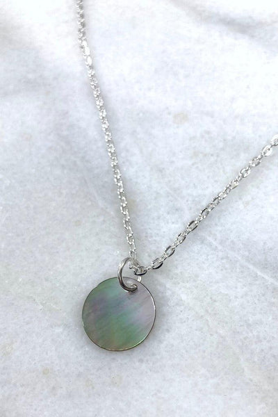 Mother of Pearl Coin Necklace-ThisBlueBird