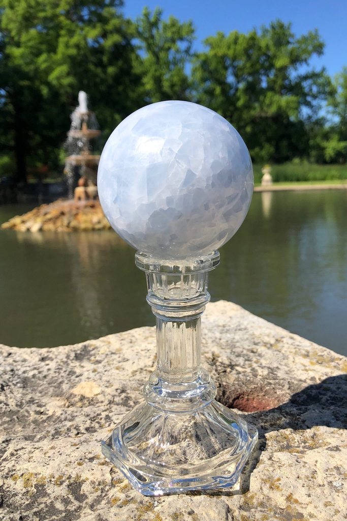 Natural Blue Calcite Sphere Crystal Ball-ThisBlueBird - Modern Vintage