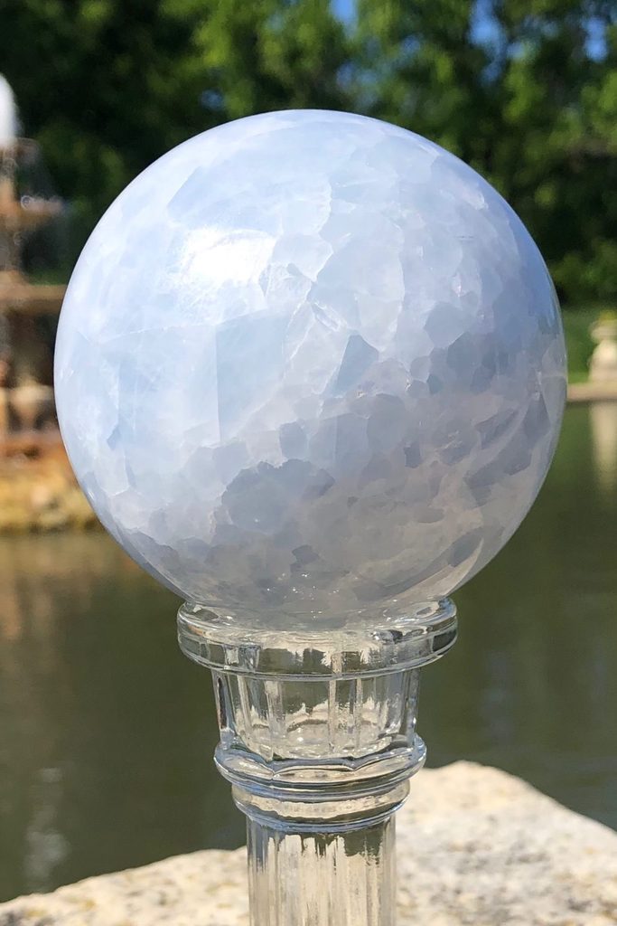 Natural Blue Calcite Sphere Crystal Ball-ThisBlueBird - Modern Vintage