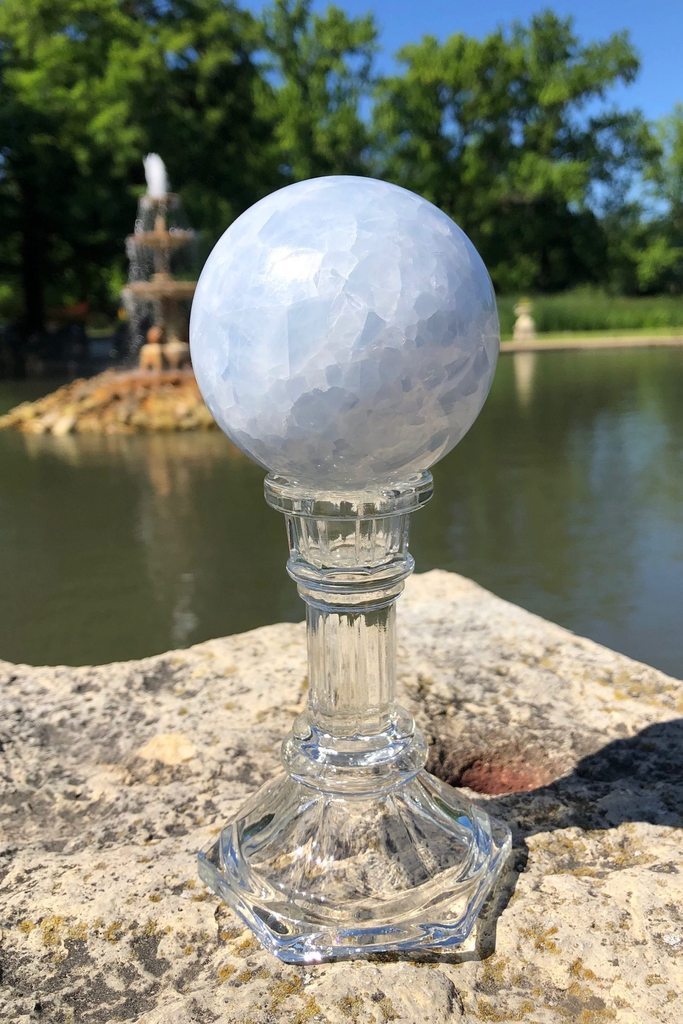 Natural Blue Calcite Sphere Crystal Ball-ThisBlueBird - Modern Vintage