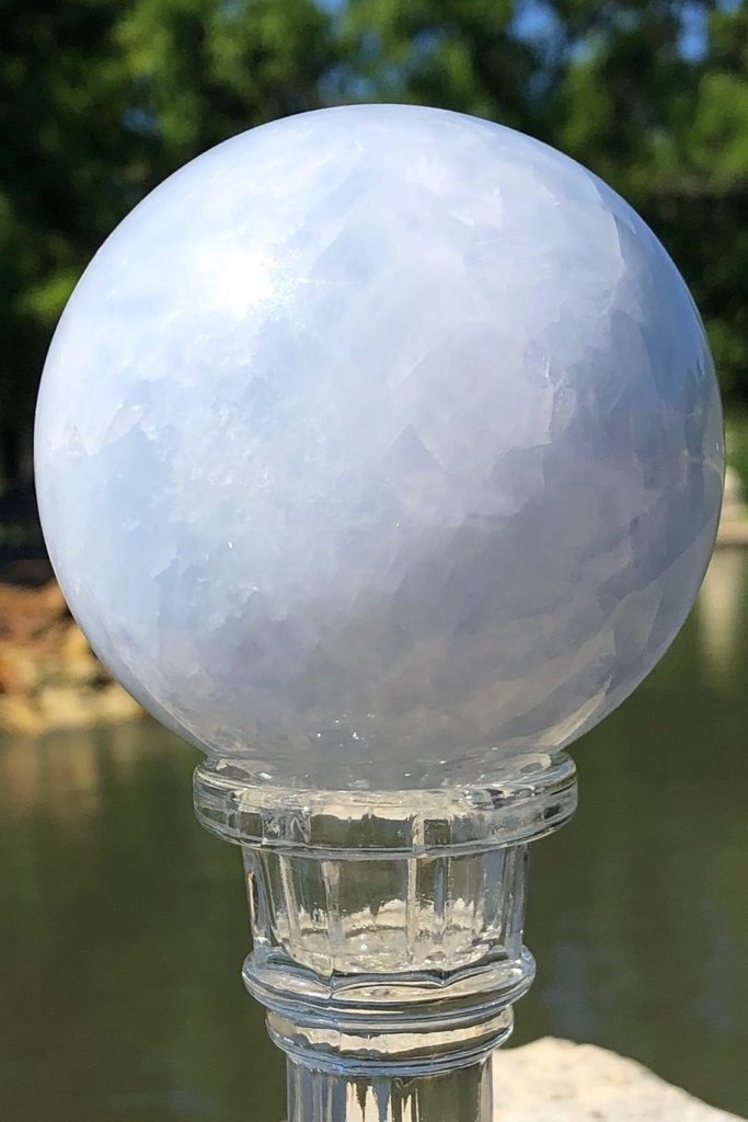 Natural Blue Calcite Sphere Crystal Ball-ThisBlueBird - Modern Vintage