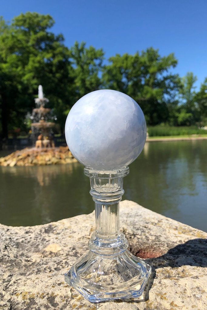 Natural Blue Calcite Sphere Crystal Ball-ThisBlueBird - Modern Vintage