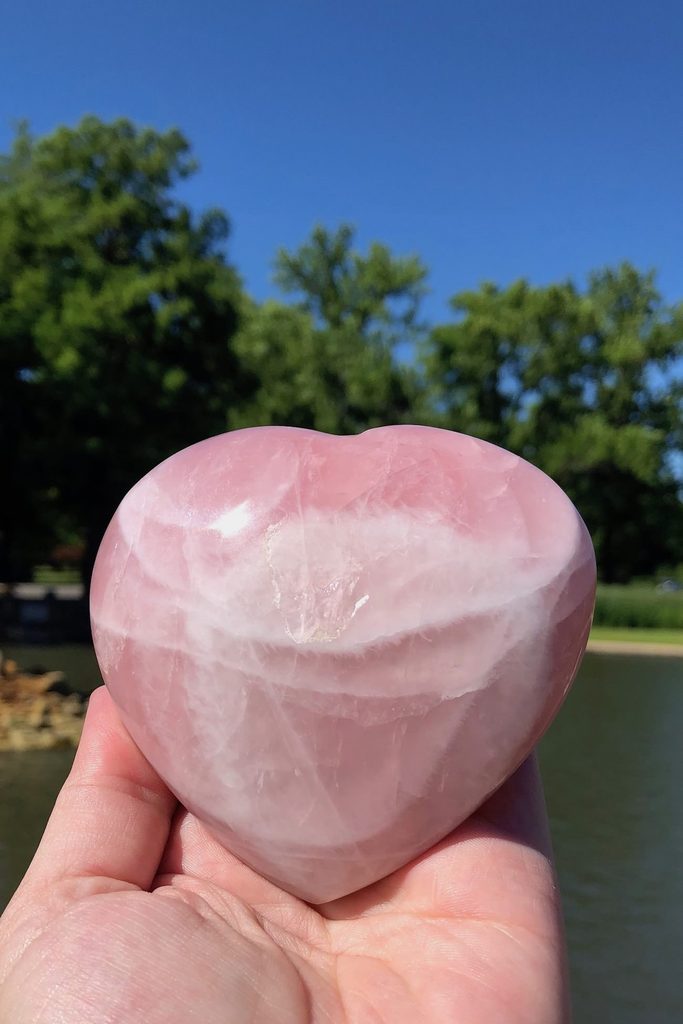 Natural Pink Rose Quartz Heart-ThisBlueBird - Modern Vintage