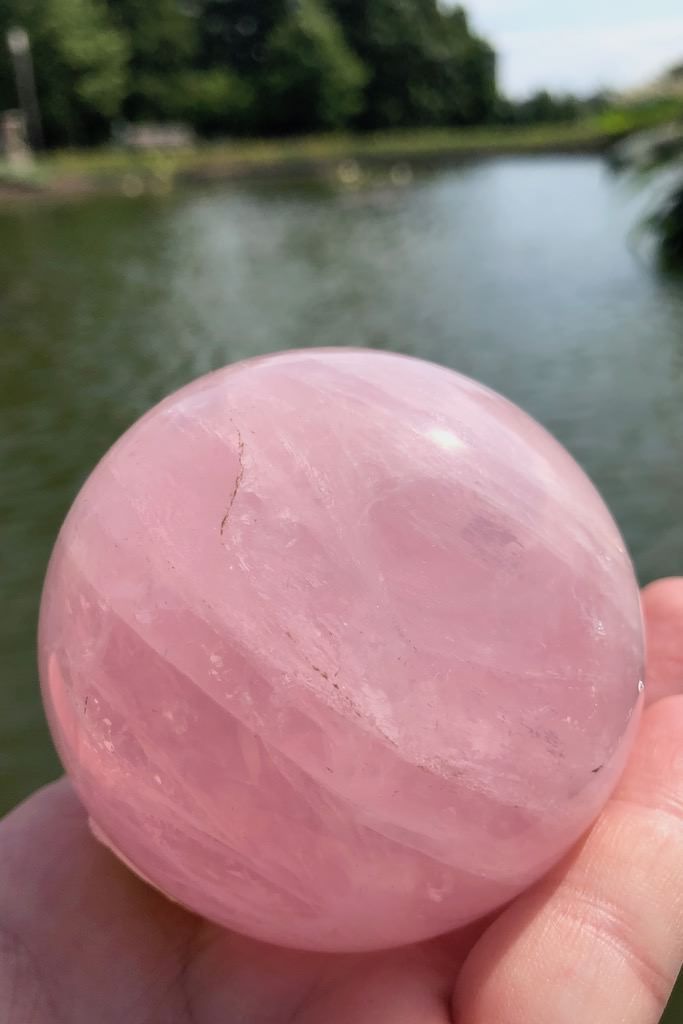Natural Rose Quartz Crystal Sphere-ThisBlueBird - Modern Vintage