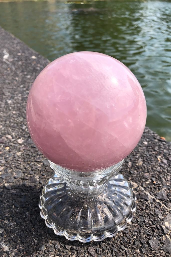 Natural Rose Quartz Crystal Sphere-ThisBlueBird - Modern Vintage
