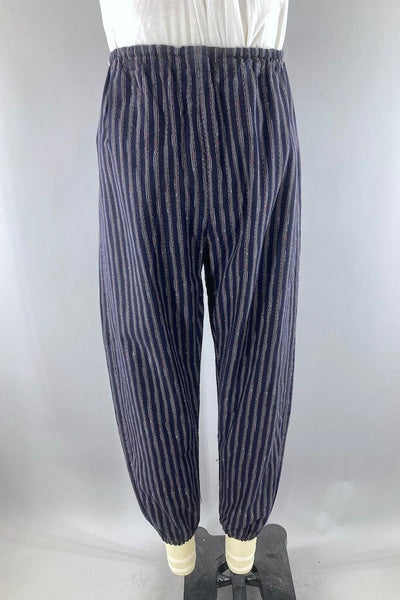 Navy Blue Stripe Cotton Kimono Pants-ThisBlueBird