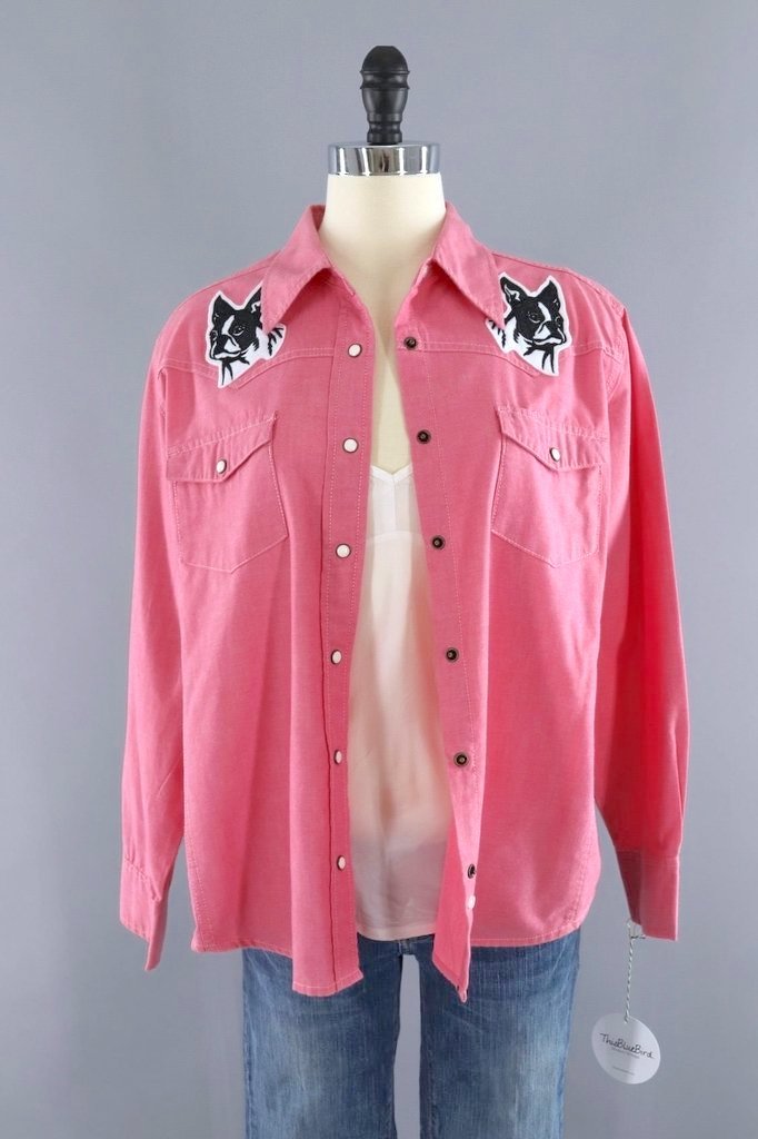 Women's Vintage Fringe Pink Embroidered Western Shirt