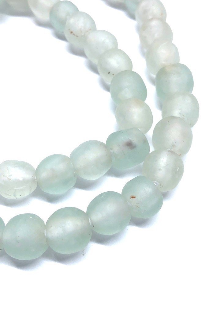 Recycled Glass Beads - Aqua Blue White Speckled-ThisBlueBird - Modern Vintage