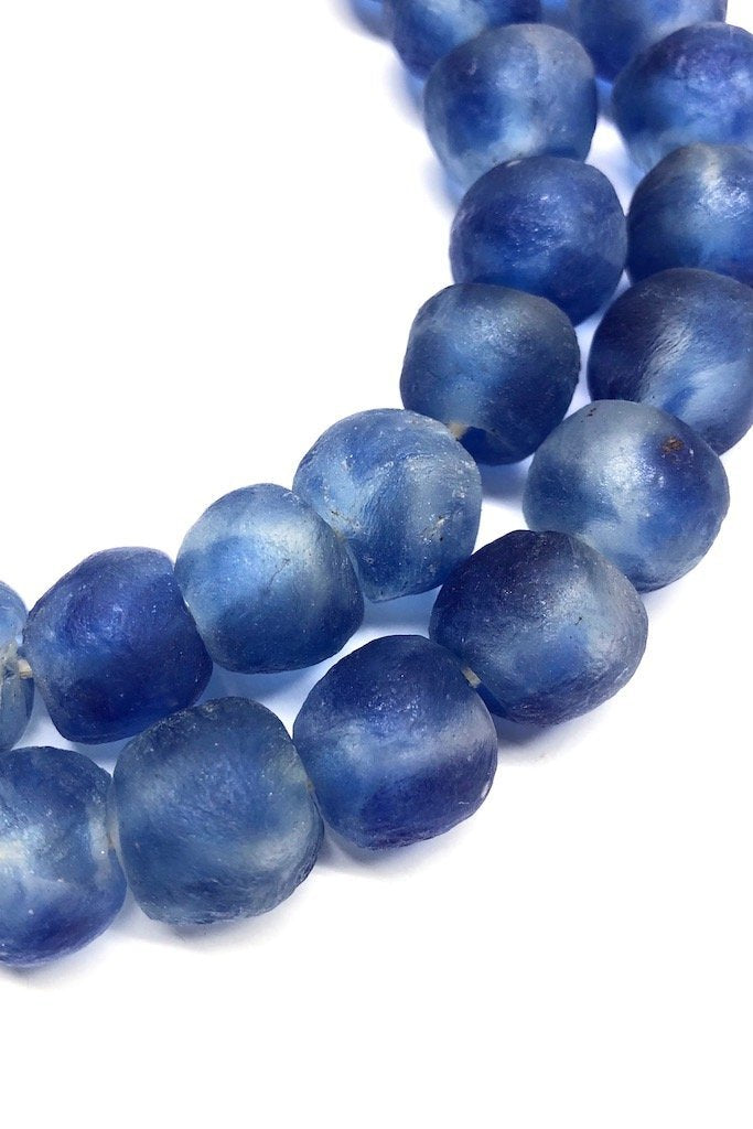 Recycled Glass Beads - Blue Speckled-ThisBlueBird - Modern Vintage
