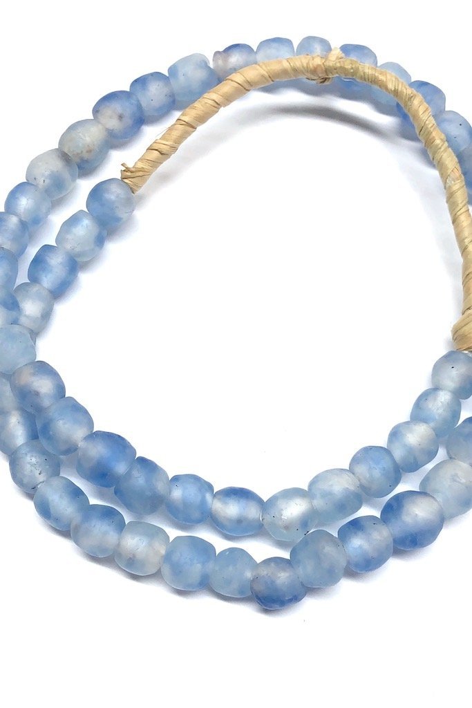 Recycled Glass Beads - Blue and White Frosted-ThisBlueBird - Modern Vintage