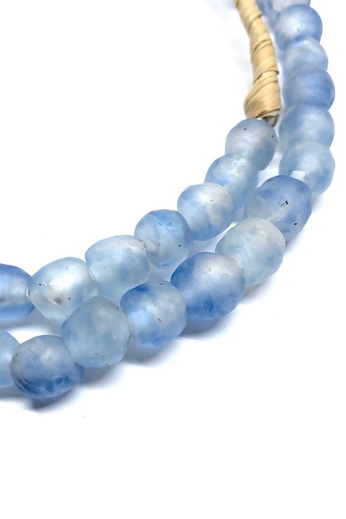 Recycled Glass Beads - Blue and White Frosted-ThisBlueBird - Modern Vintage