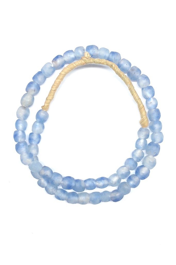 Recycled Glass Beads - Blue and White Frosted-ThisBlueBird - Modern Vintage