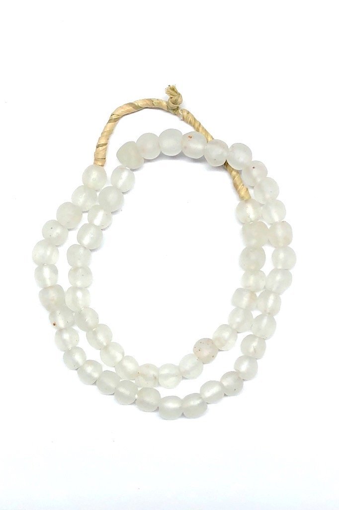 Recycled Glass Beads - Frosted White-ThisBlueBird - Modern Vintage