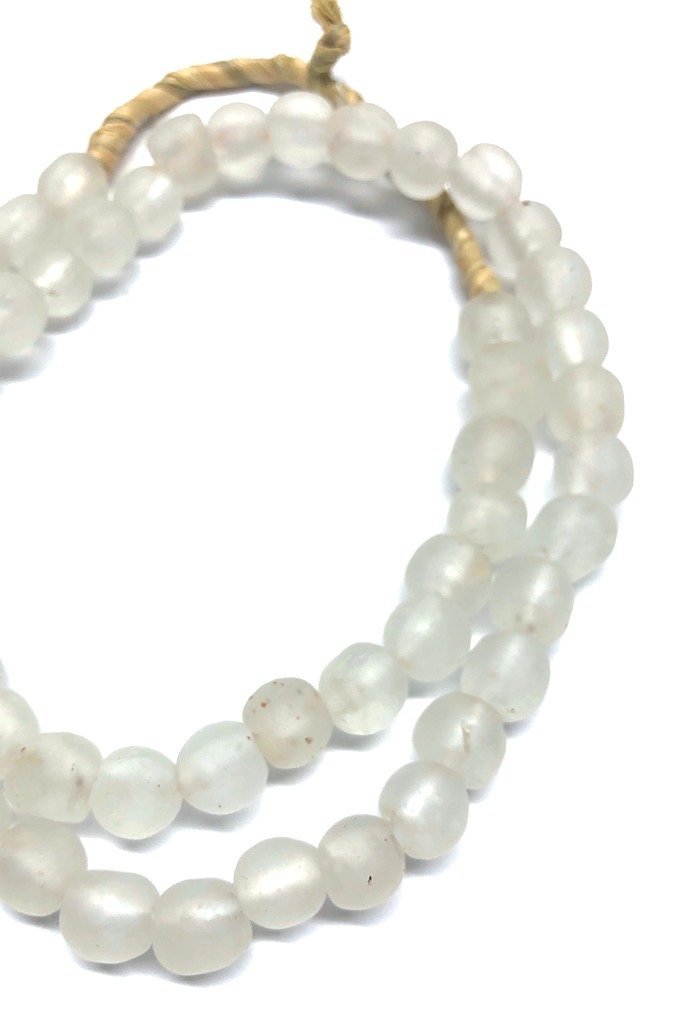 Recycled Glass Beads - Frosted White-ThisBlueBird - Modern Vintage