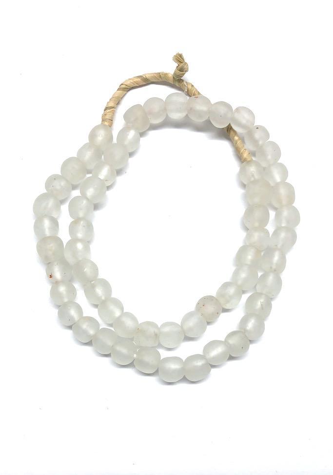 Recycled Glass Beads - Frosted White-ThisBlueBird - Modern Vintage