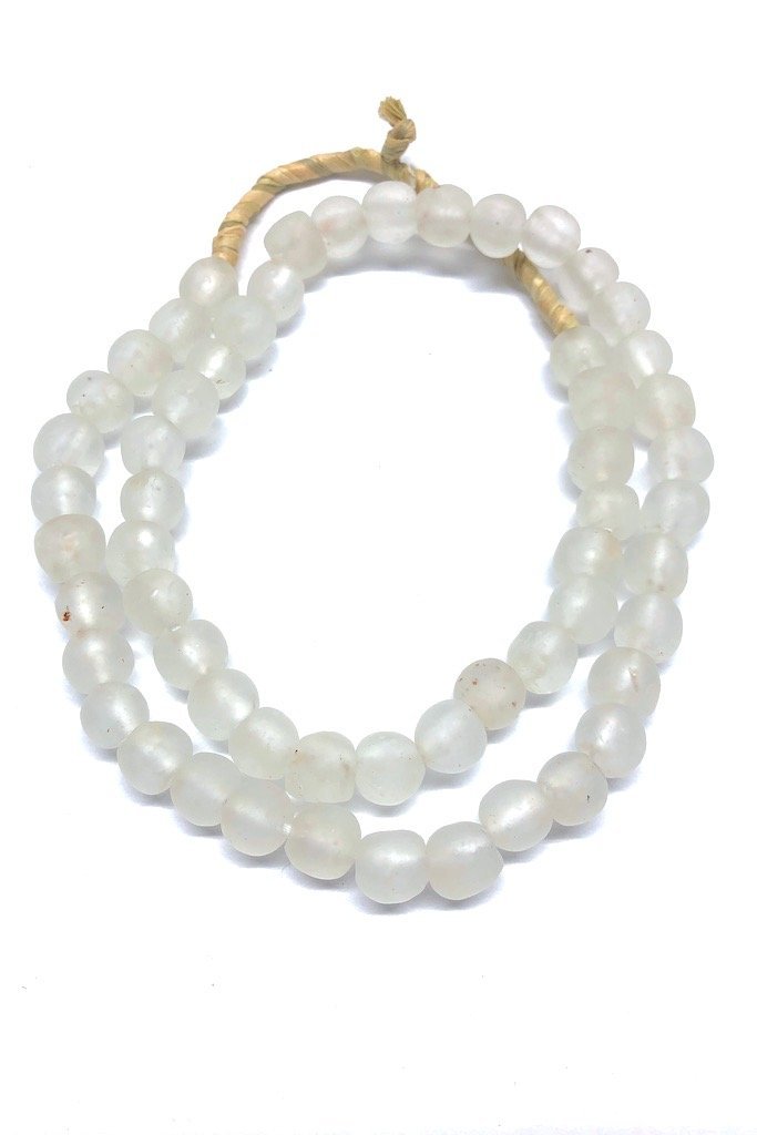 Recycled Glass Beads - Frosted White-ThisBlueBird - Modern Vintage