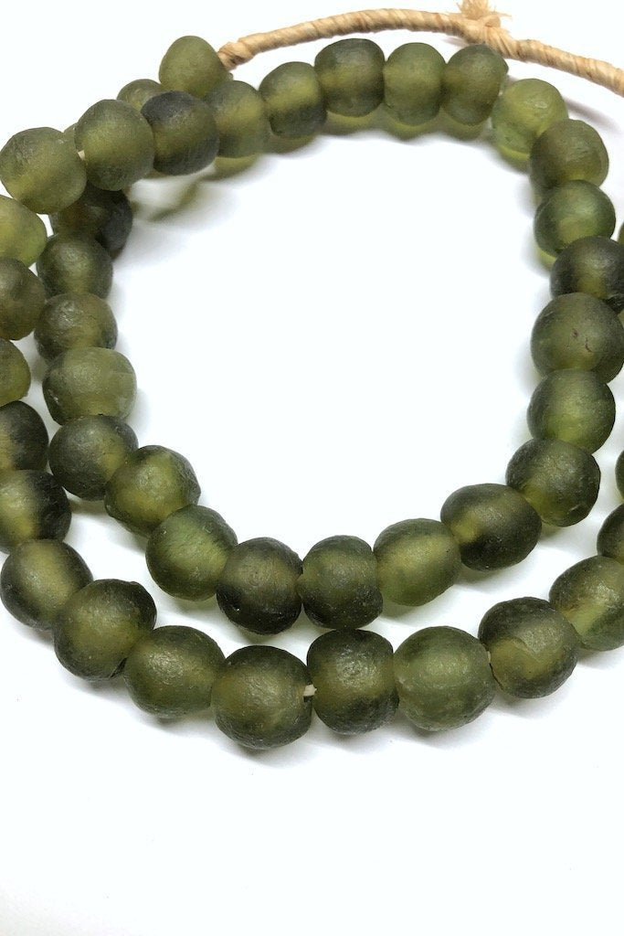 Recycled Glass Beads - Olive Green-ThisBlueBird - Modern Vintage