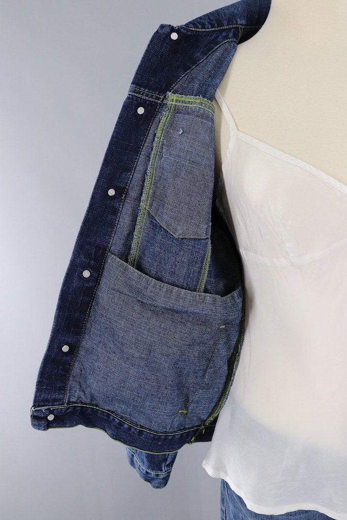 Saturn Shooting Star Embroidered Patch Denim Jean Jacket-ThisBlueBird - Modern Vintage
