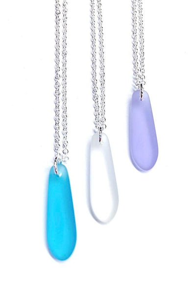 Sea Glass Drop Pendant Necklace-ThisBlueBird
