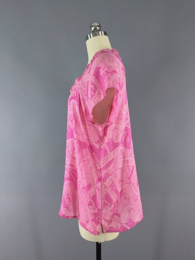 Silk Blouse T-Shirt Top / Vintage Indian Sari - ThisBlueBird