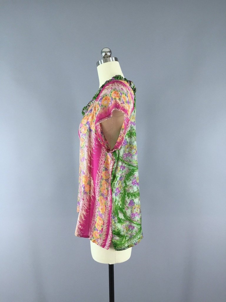 Silk T-Shirt Blouse / Vintage Indian Silk Sari - ThisBlueBird
