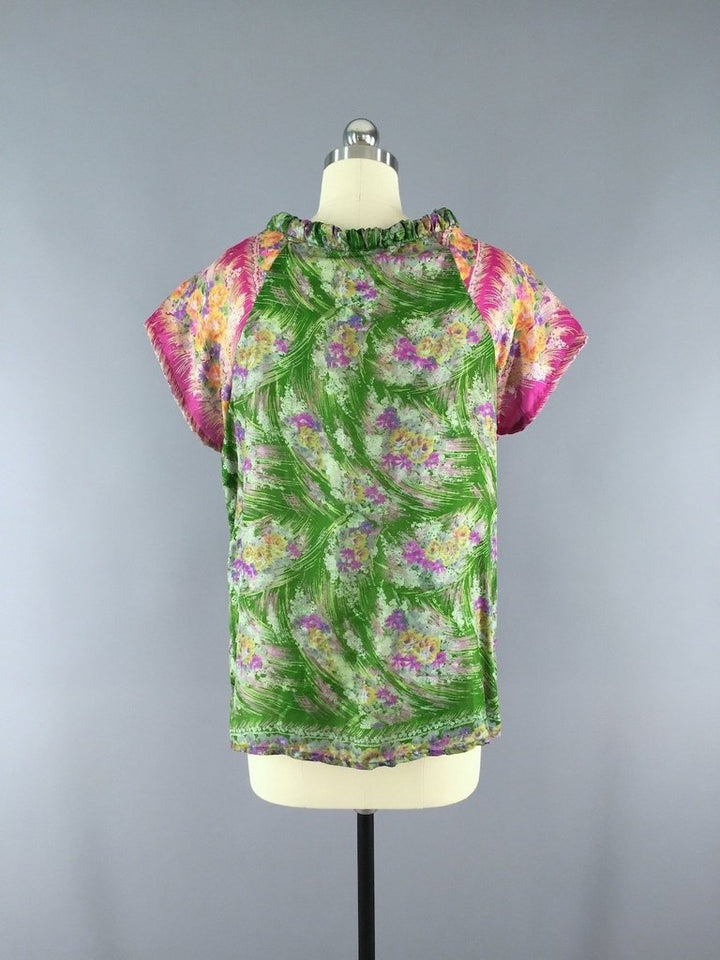 Silk T-Shirt Blouse / Vintage Indian Silk Sari - ThisBlueBird