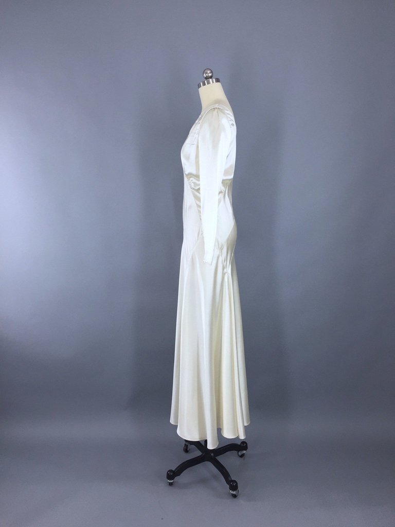 Vintage 1920s - 1930s Satin Wedding Dress - ThisBlueBird
