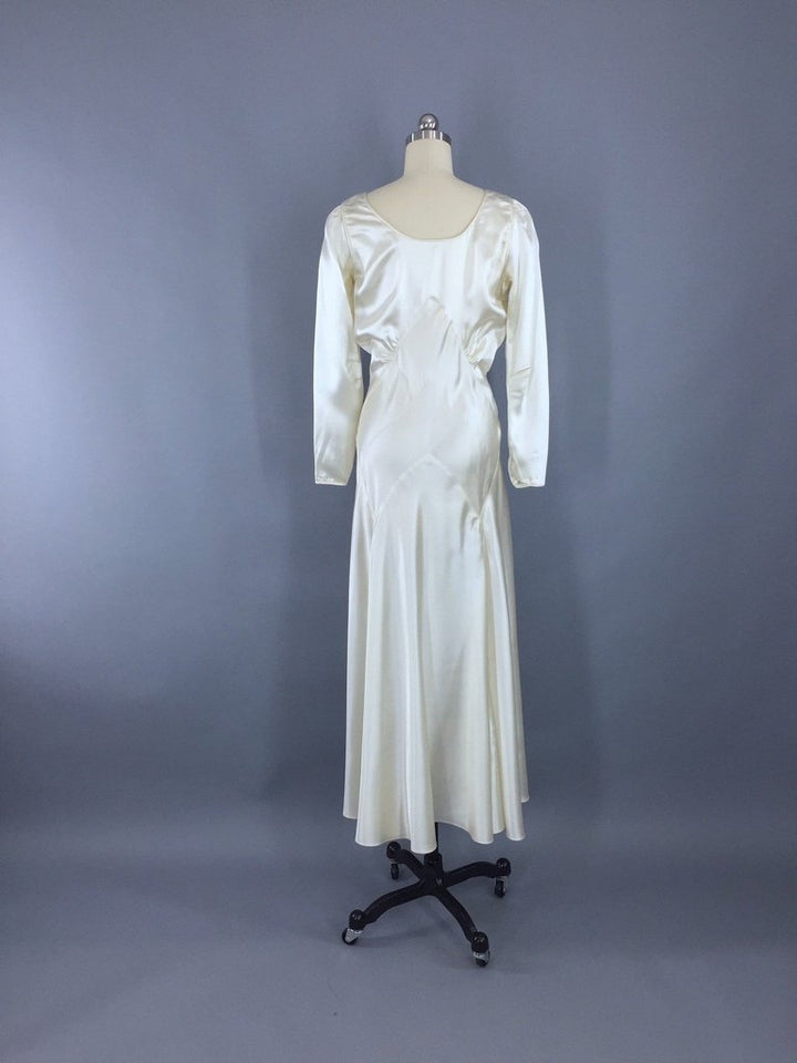 Vintage 1920s - 1930s Satin Wedding Dress - ThisBlueBird