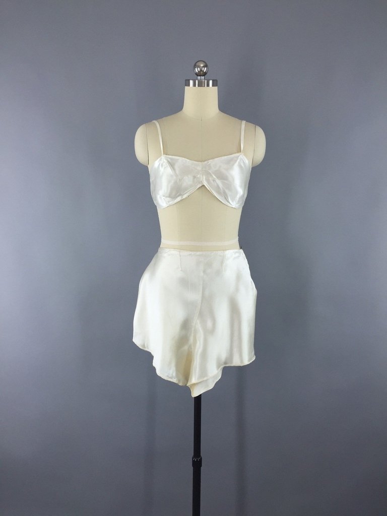 Vintage 1920s - 1930s Satin Wedding Dress - ThisBlueBird