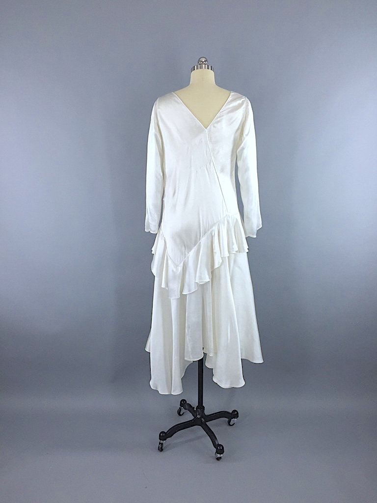 Vintage 1920s Art Deco Bias Cut Satin Wedding Dress – ThisBlueBird