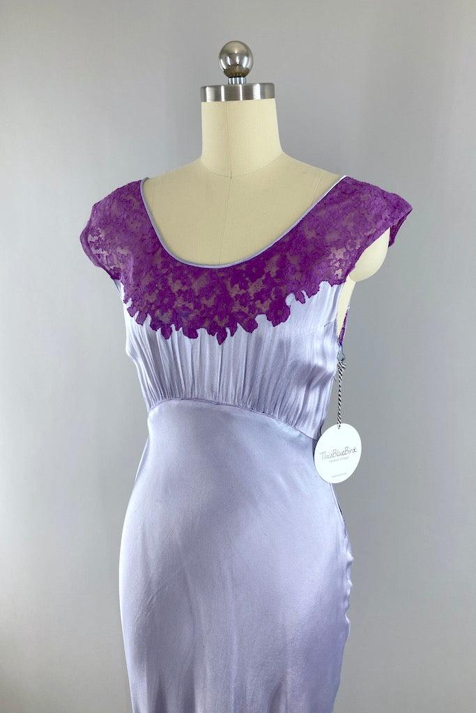 Vintage 1930s Lavender Satin Gown-ThisBlueBird