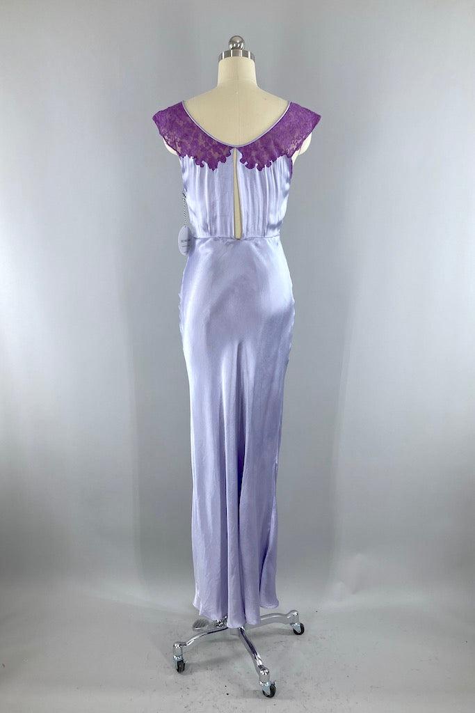 Vintage 1930s Lavender Satin Gown-ThisBlueBird