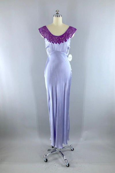 Vintage 1930s Lavender Satin Gown-ThisBlueBird