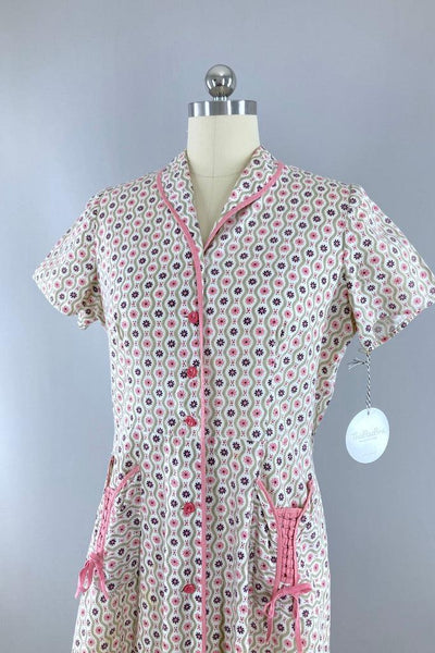 Vintage 1940s Cotton Day Dress-ThisBlueBird
