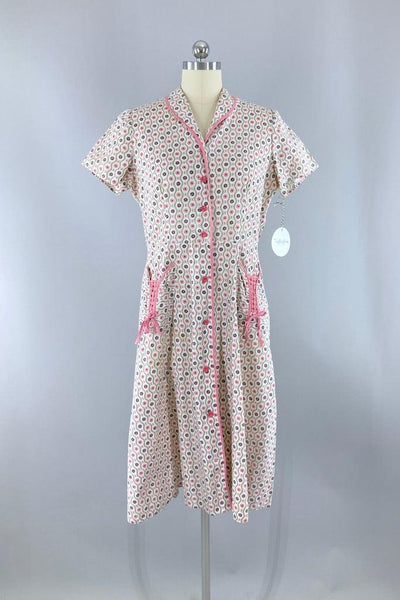 Vintage 1940s Cotton Day Dress-ThisBlueBird