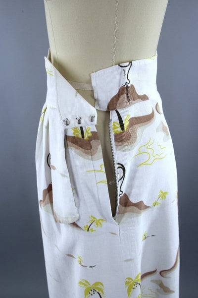 Vintage 1940s Hawaiian Novelty Print Volcano Skirt - ThisBlueBird