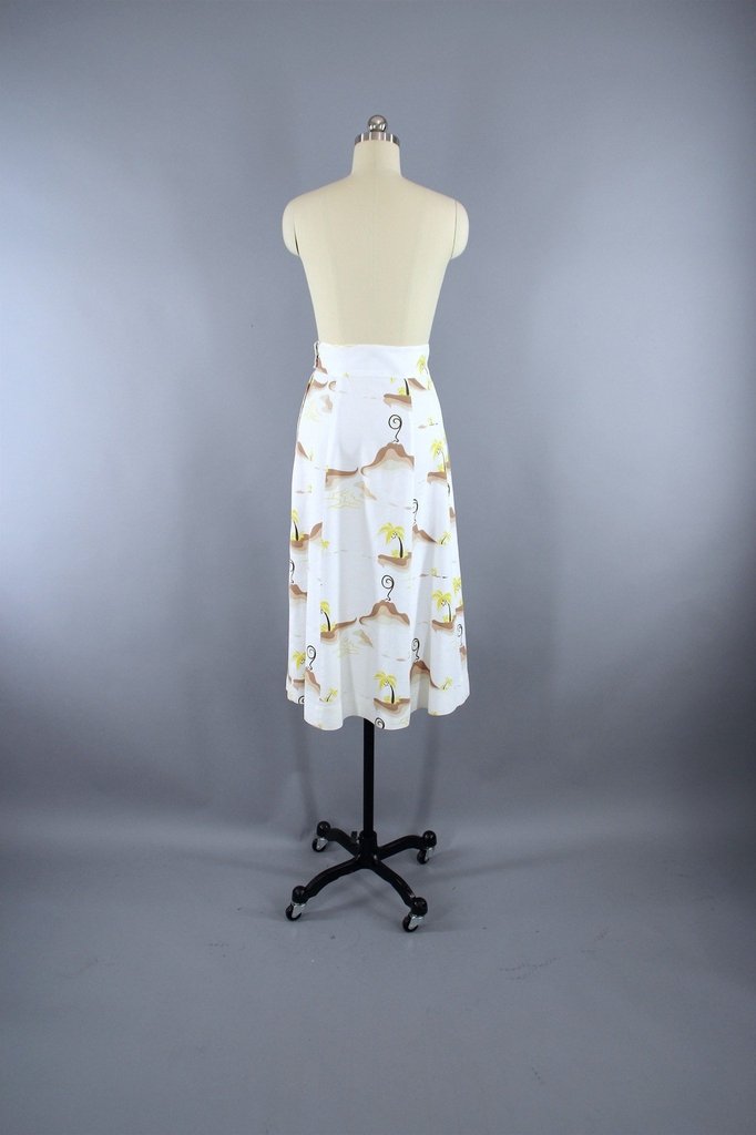 Vintage 1940s Hawaiian Novelty Print Volcano Skirt - ThisBlueBird