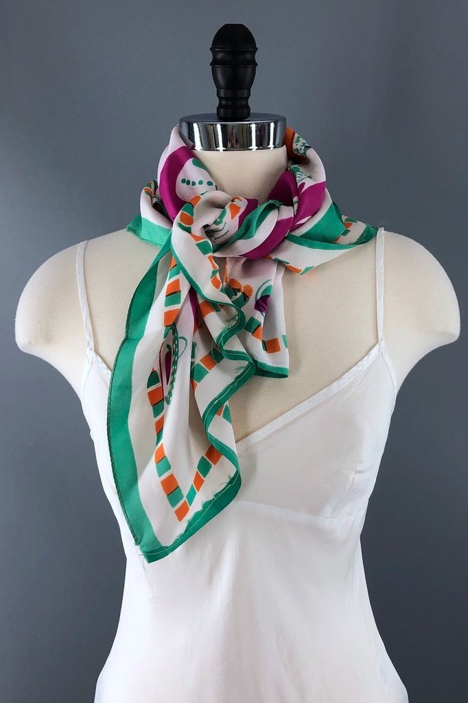 Vintage 1940s Mexican Novelty Print Scarf-ThisBlueBird - Modern Vintage