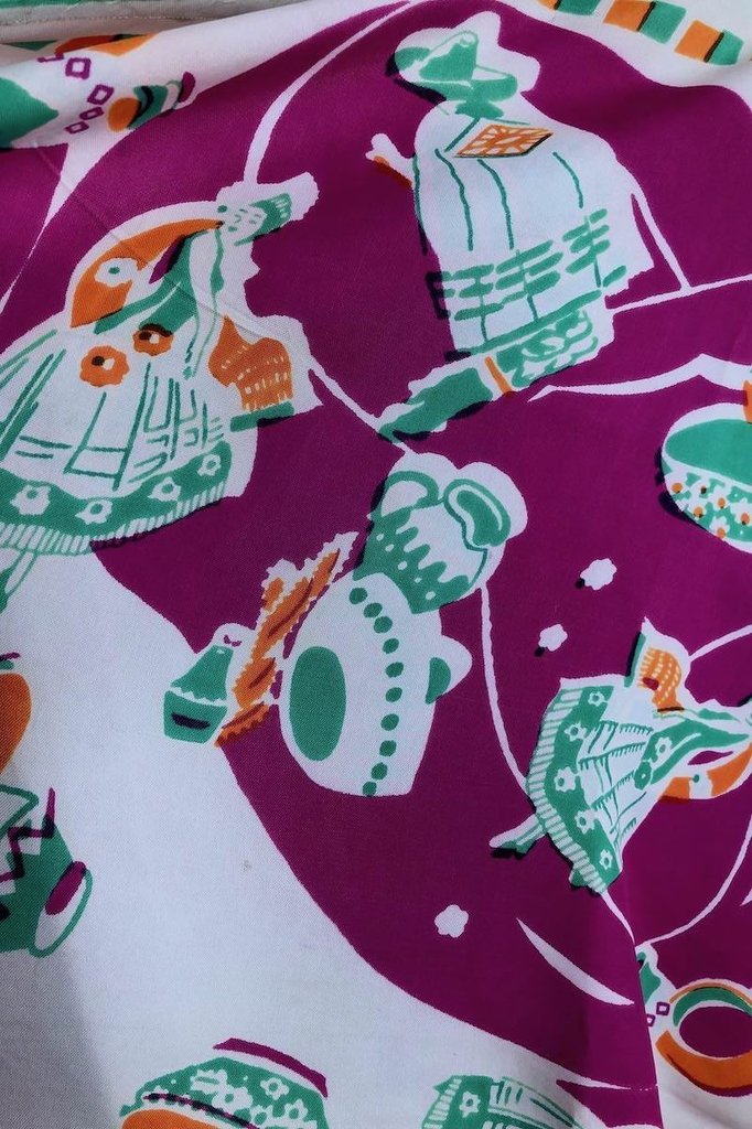 Vintage 1940s Mexican Novelty Print Scarf-ThisBlueBird - Modern Vintage