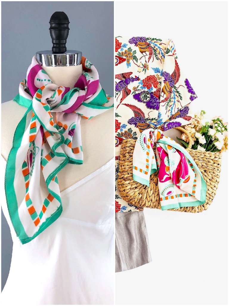 Vintage 1940s Mexican Novelty Print Scarf-ThisBlueBird - Modern Vintage